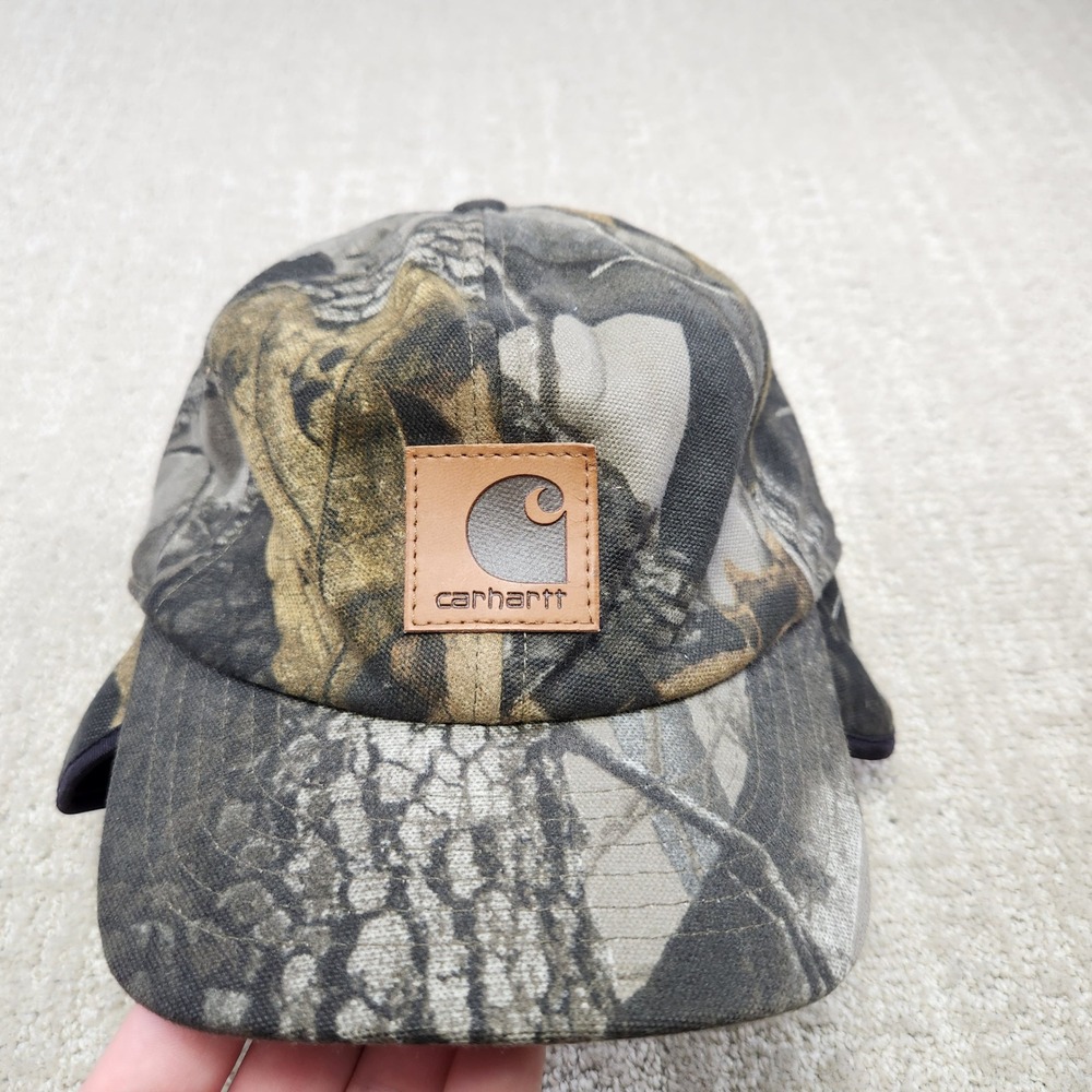 VTG Carhartt A209 CMO Camo Hunting Hat Ear Flaps Fleece Lined Mens M/L USA Made